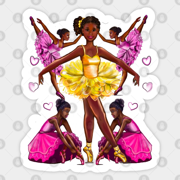 African American, Black ballerina girls with corn rows ballet dancing 2 ! beautiful  black girl with Afro hair and dark brown skin wearing a pink tutu.Hair love ! Sticker by Artonmytee